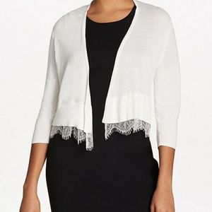 Tommy HilfigerLace Trim 3/4 Sleeve Open Front Cropped Shrug XL